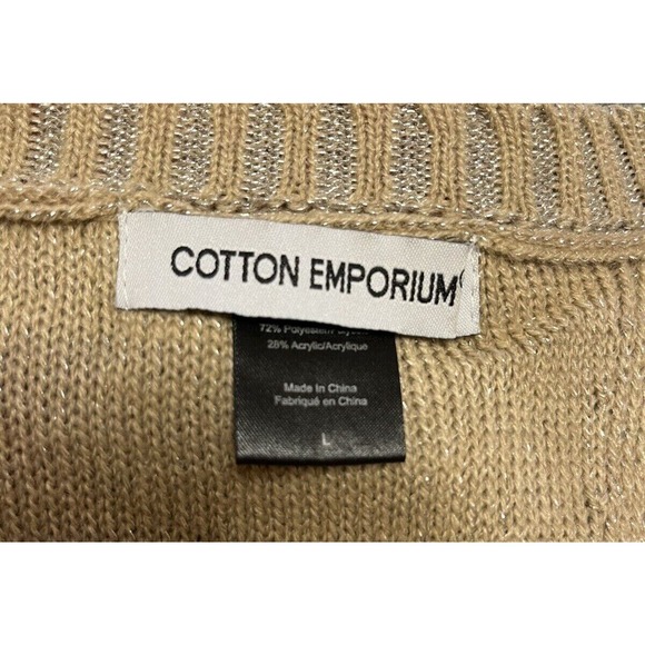 Cotton Emporium Gold Shimmer Sweater Open Back Women’s Large - Picture 4 of 4
